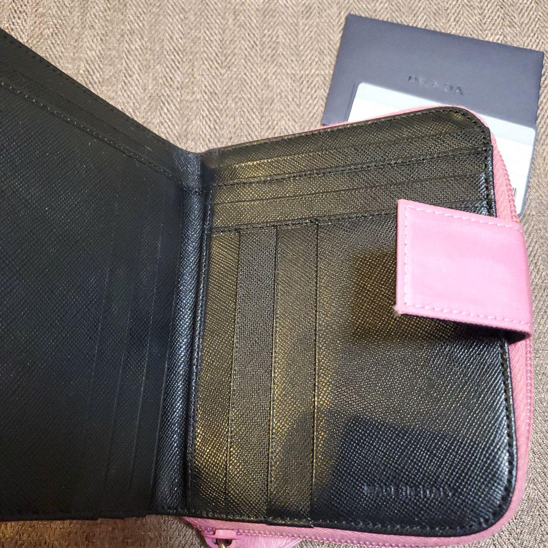 希少☆当時物☆PRADA ピンク 二つ折り財布 サフィアーノレザー☆ナイロン