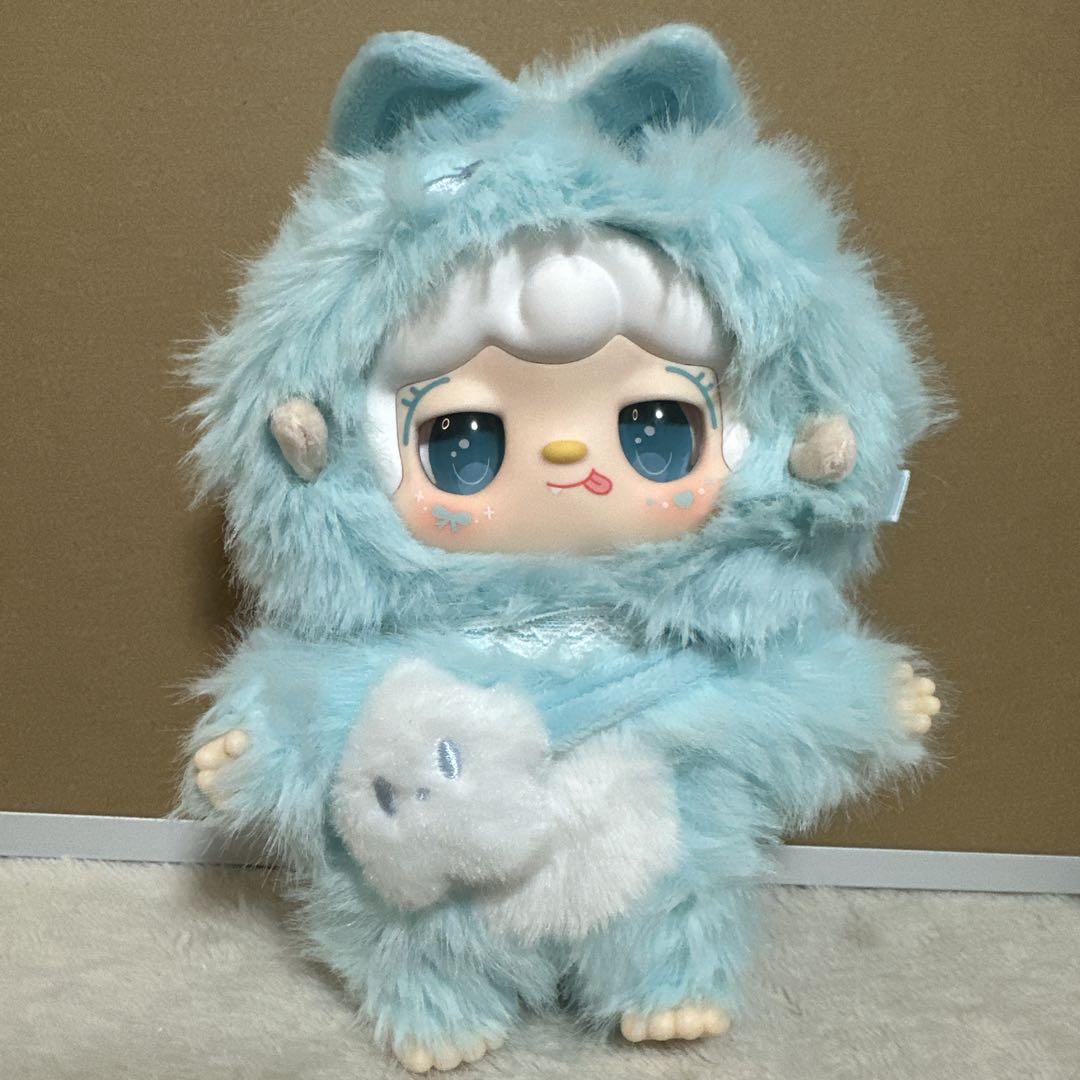 可愛い水色のぬいぐるみ コウペンちゃん もちっとぬいぐるみクッション（みずいろなお花