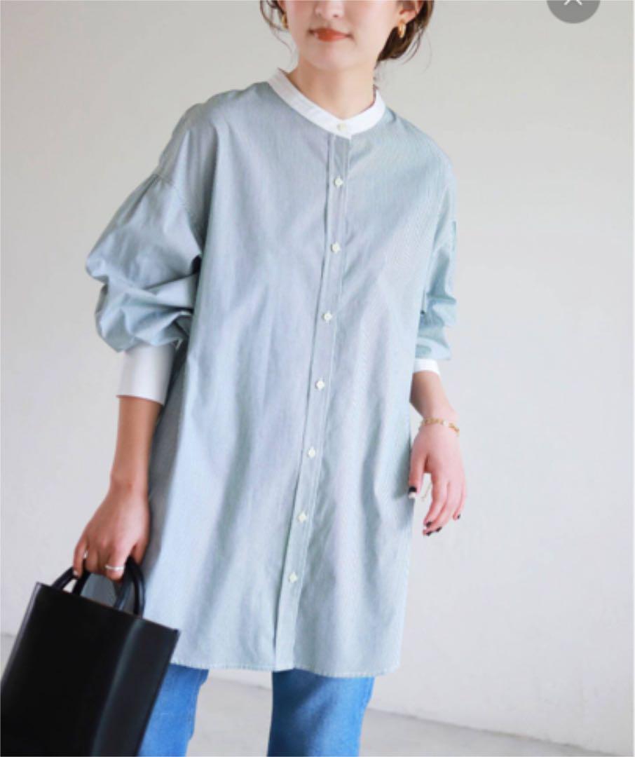 【SLOBE IENA 】ボリュームスリーブバンドカラーシャツ 【SLOBE IENA 】ボリュームスリーブバンドカラーシャツ