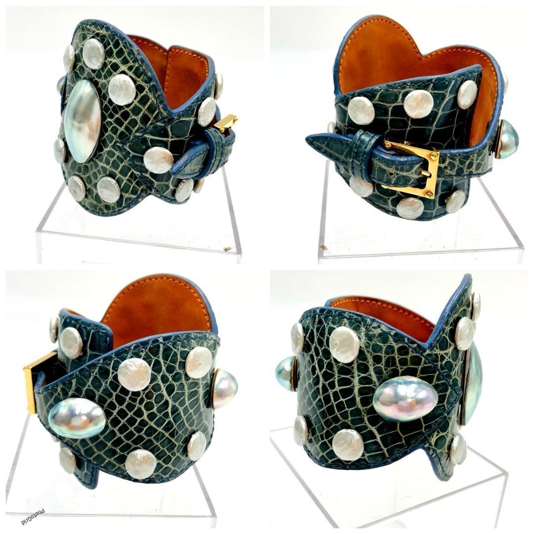 ディズニープリンセスのベビーグッズも大集合 ブレスレット ロエベ LOEWE 腕輪 グリーン メタル レザー アクセサリー