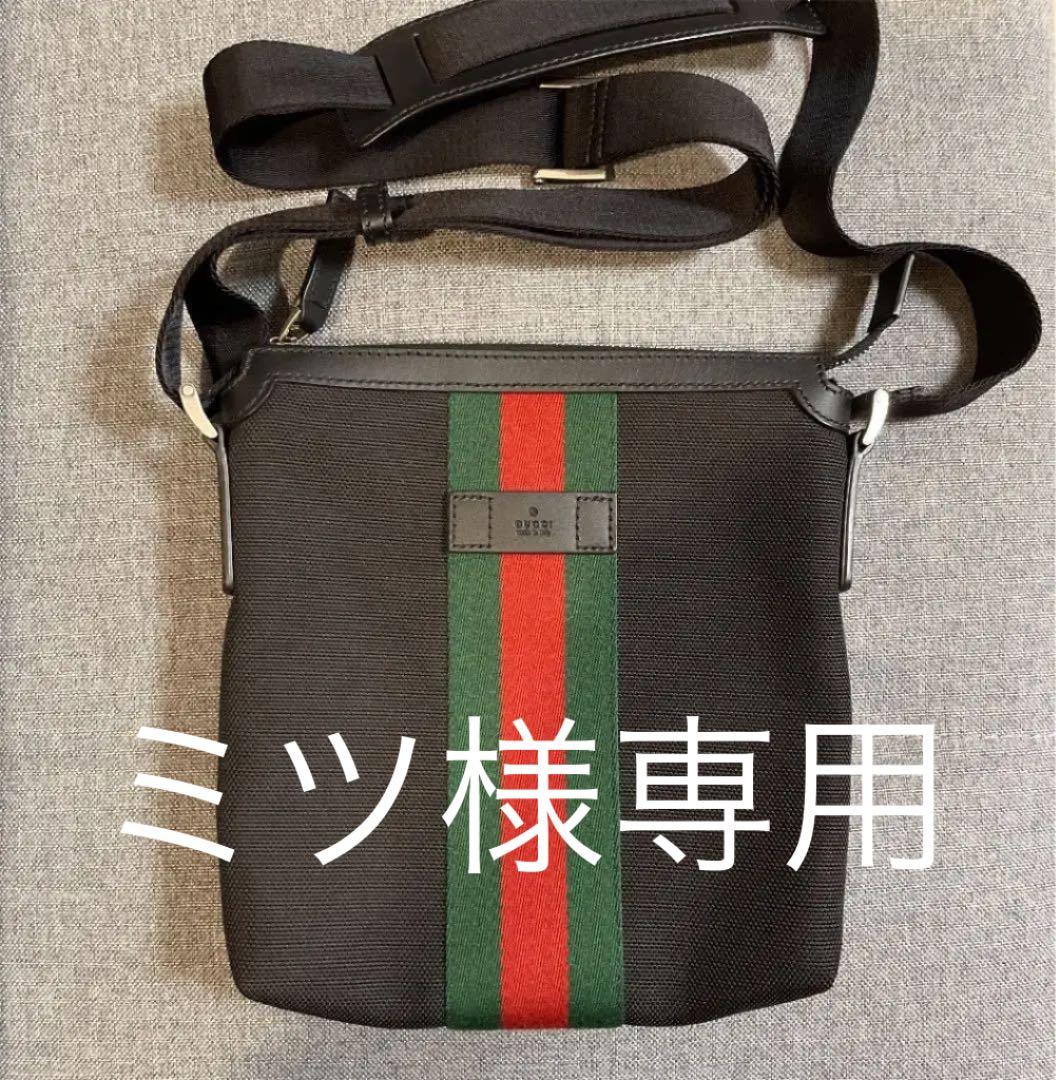 超美品!】GUCCI ウェブストライプ ショルダーバッグ 黒 ユニセックス