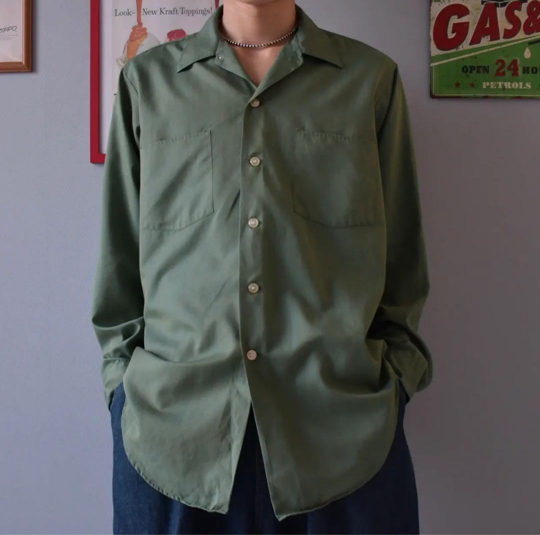 トップス 60s-70s open collar l/s shirt