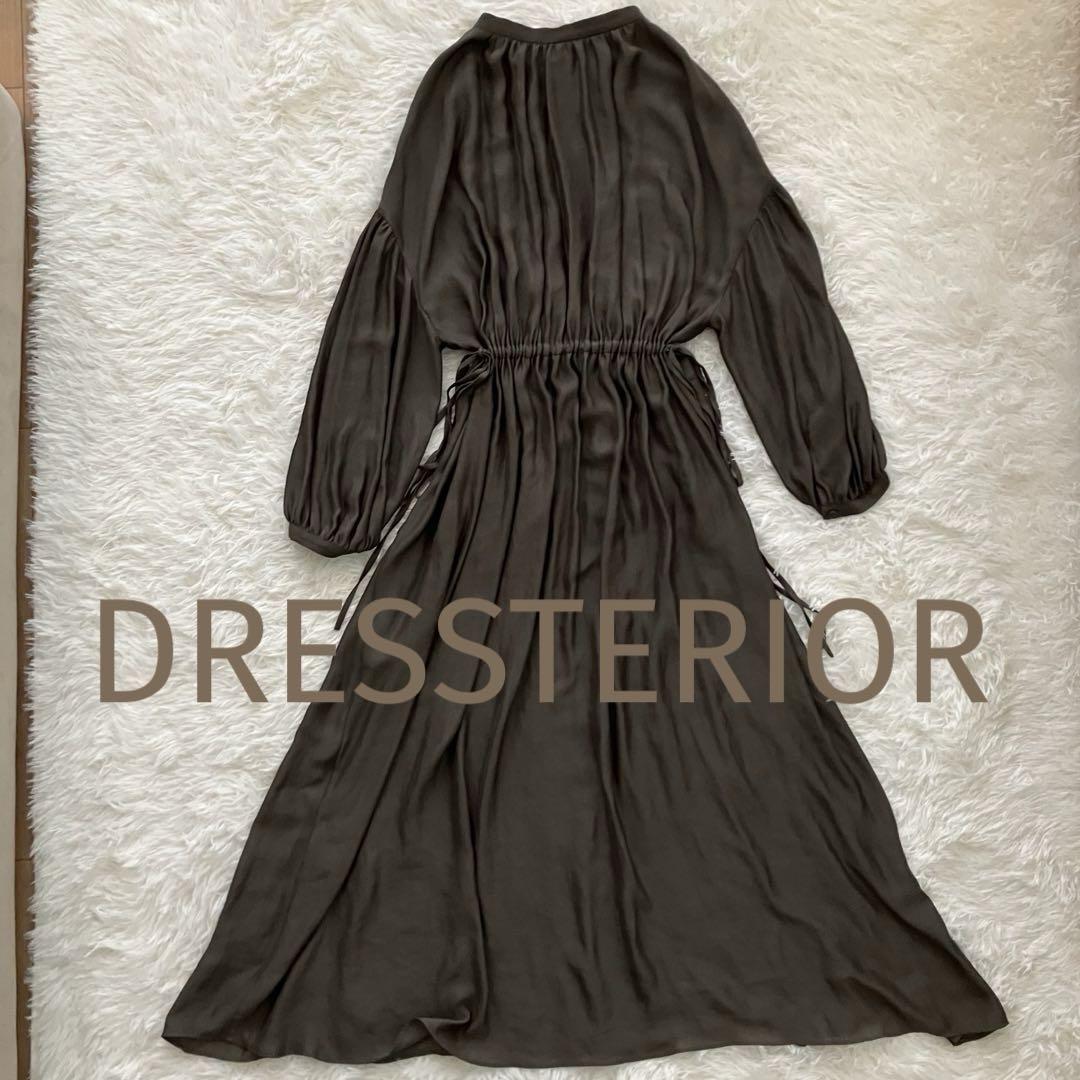 【美品】ドレステリア　リネンタッチ　ロングワンピース　グレー　38サイズ
