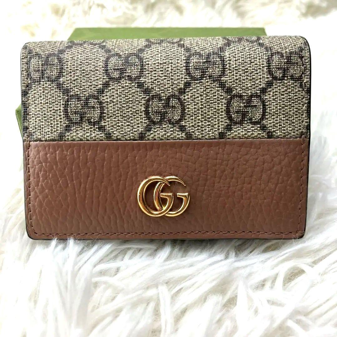 おかめ様✨️グッチ　GUCCI 折り財布　マーモント　スプリーム　レザー　PVC