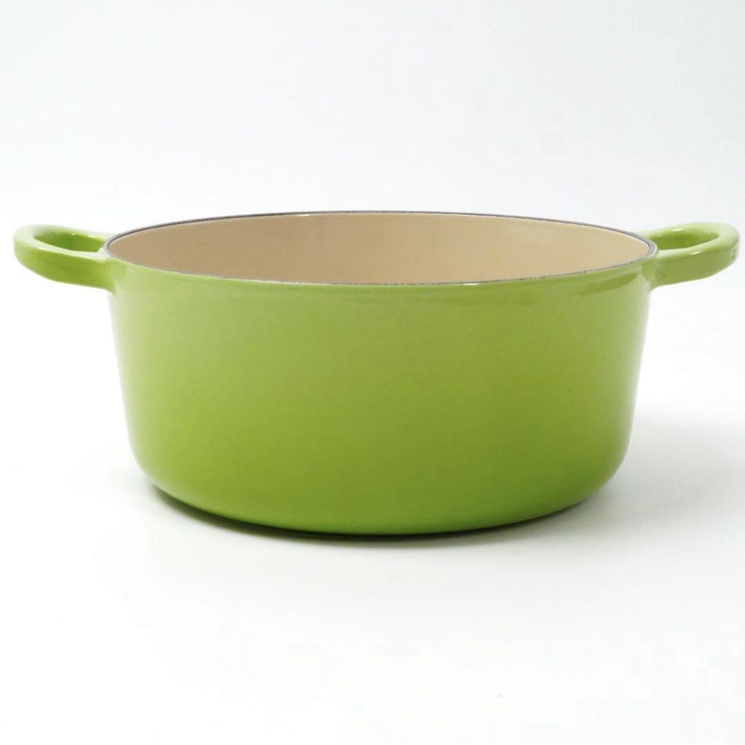 【美品】LE CREUSET　ココット ロンド フルーツグリーン　22cm
