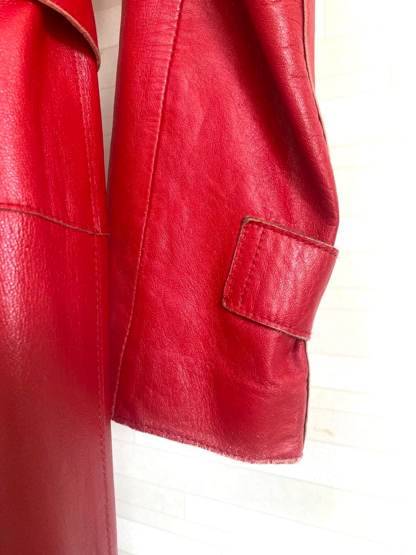 D&G ドルチェアンドガッバーナ ヴィンテージ レザー 赤 ロングコート 皮 革 D&G ドルチェアンドガッバーナ ヴィンテージ レザー 赤 ロングコート 皮 革