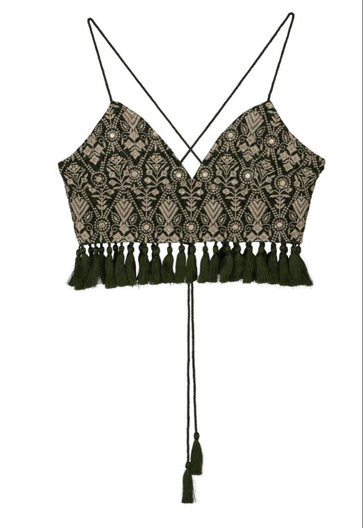 INDIA EMBROIDERY BUSTIER カーキ　ameri