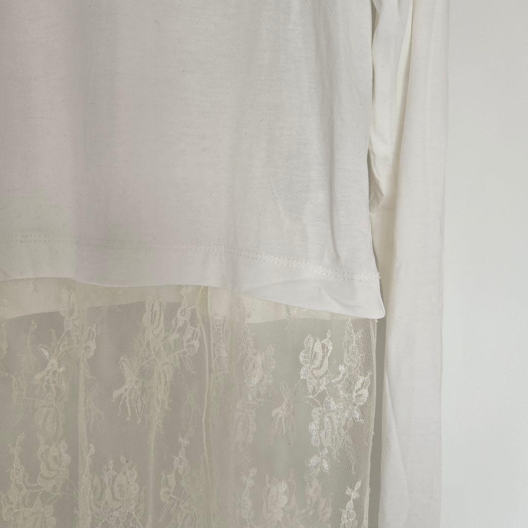 ADAM ET ROPE'　レースコンビロンT　オフホワイト