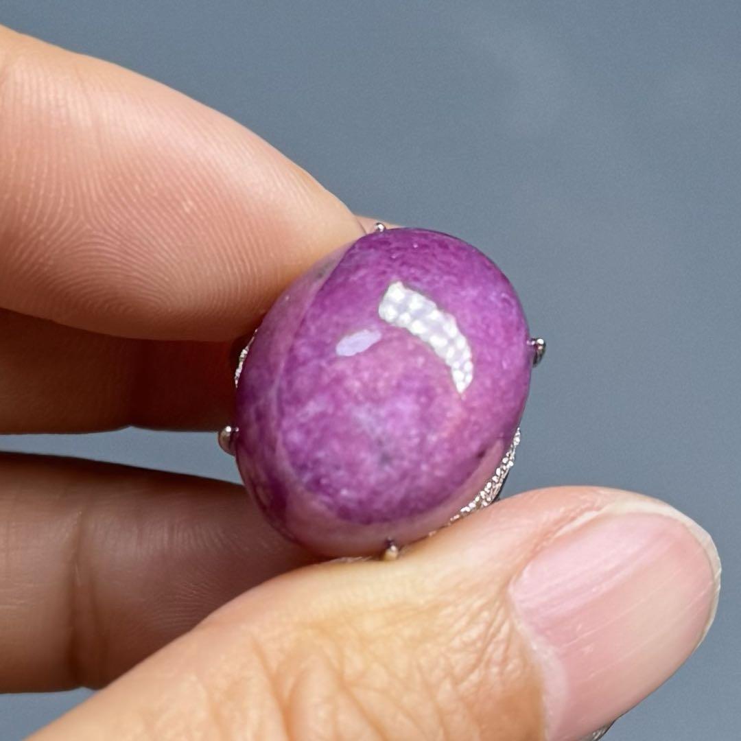 宝石質リングルビーピンク赤超大遊色19*15mm