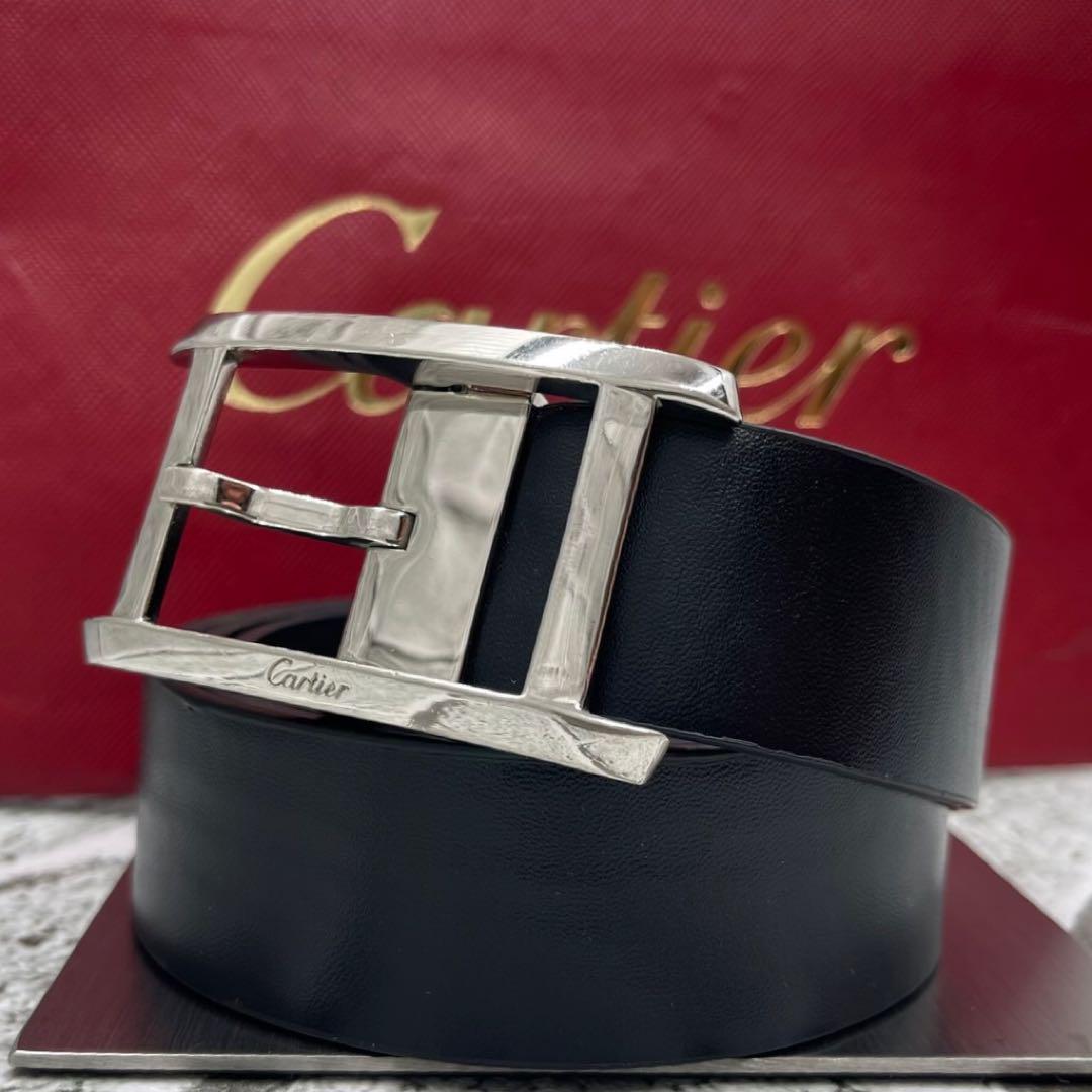 【美品】Cartier タンクアルディロン ベルト シルバー 美品】Cartier ベルト タンク アルディロン C ブラック シルバー
