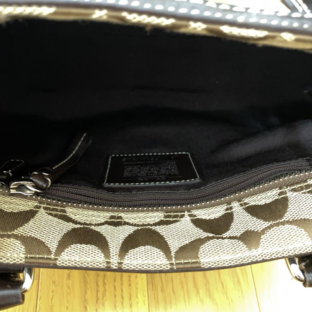 COACH シグネチャー ハンドバッグ ダークブラウン