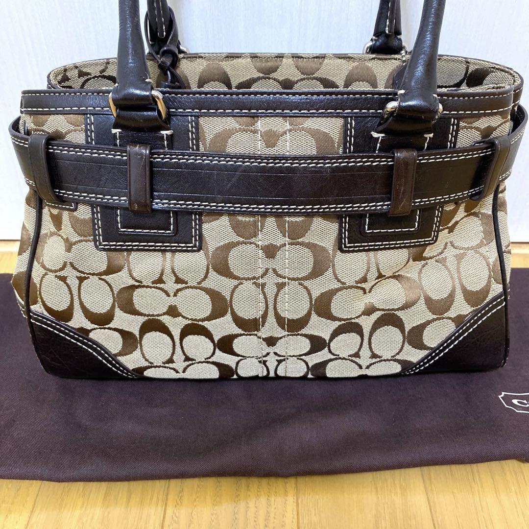 COACH シグネチャー ハンドバッグ ダークブラウン