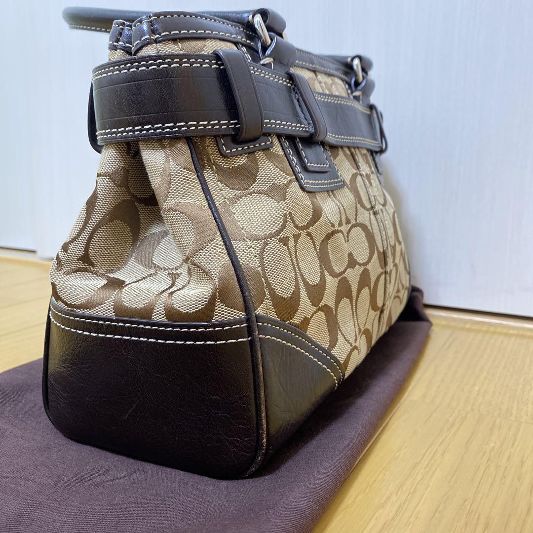 COACH シグネチャー ハンドバッグ ダークブラウン