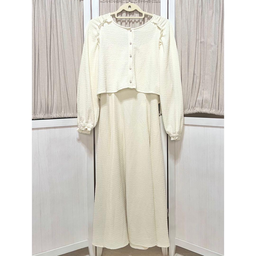 axesfemme カットカーディガン×ワンピースセットアップ