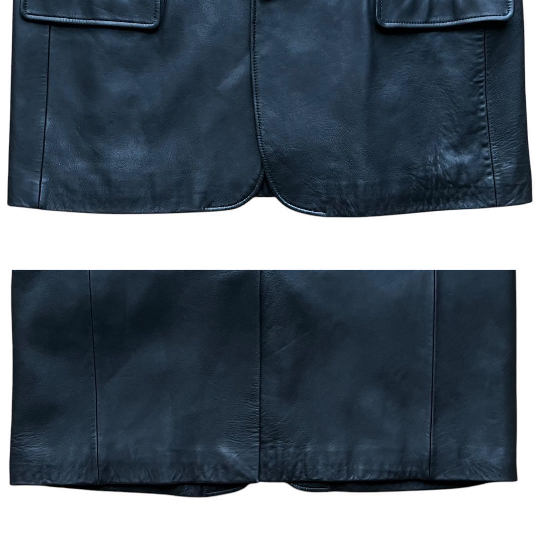 【希少】OLD UNIQLO (XL) 羊革 テーラードジャケット 黒 Y2K 希少】OLD UNIQLO (XL) 羊革 テーラードジャケット 黒 Y2K