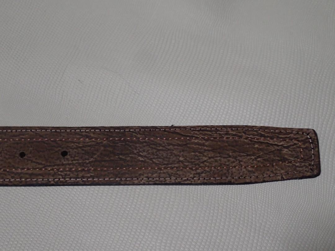 希少品　②シャークスキン　メンズベルト・巾35mm/全長118cm　茶　金　9
