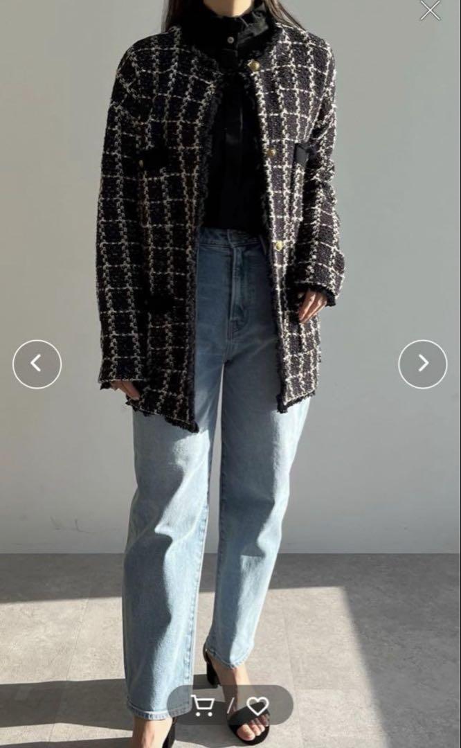 【美品】N.O.R.C ツイードニットジャケット　ネイビー　サイズ2