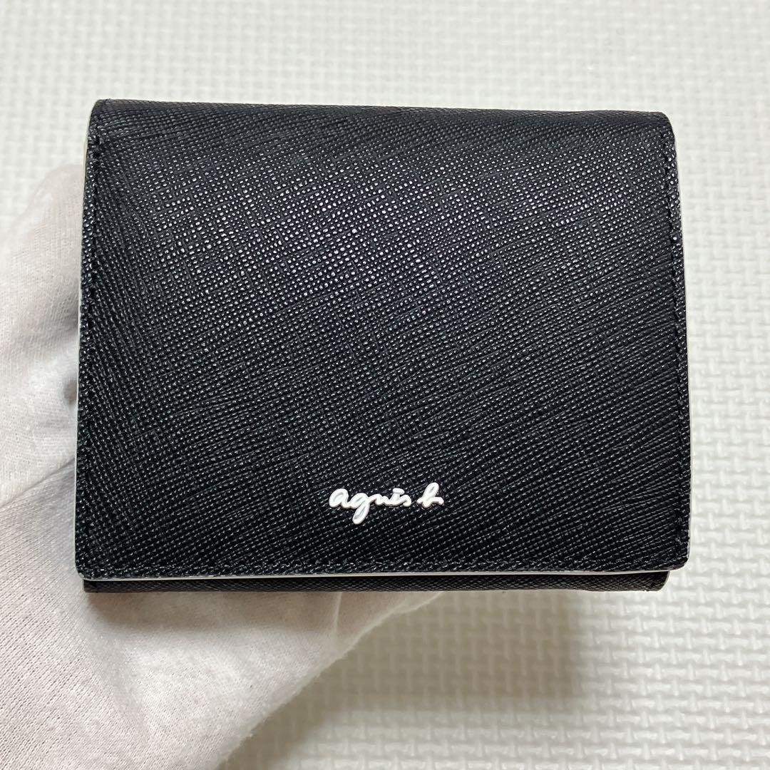 【お気にいる】 レザー二つ折り財布 アニエスベー b. agnes 未使用 ブラック 小物 黒 小物