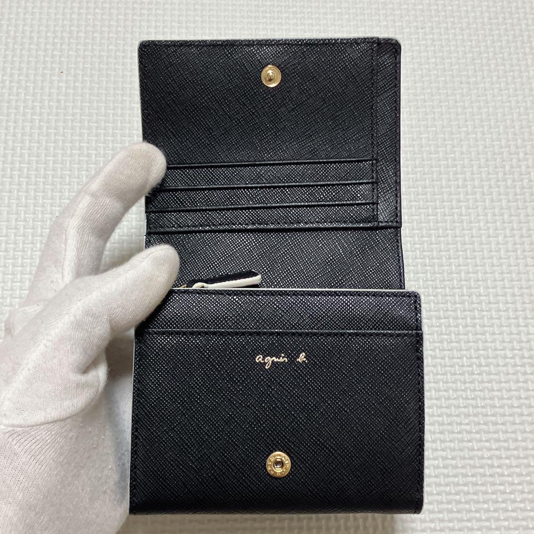 未使用 agnes b. アニエスベー レザー二つ折り財布 ブラック 黒 小物