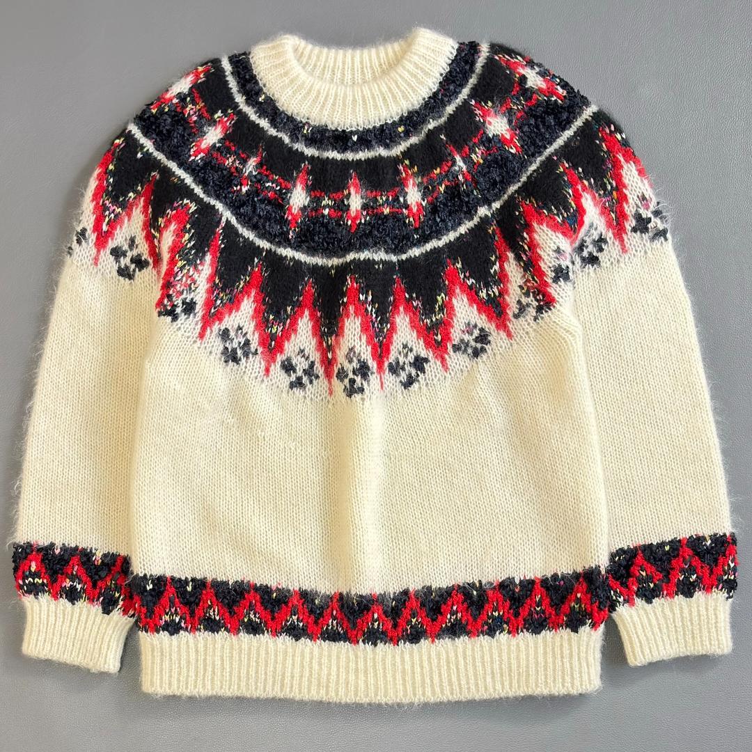 コーヘン 米冨 モヘヤ ノルディックニット オフホワイト M sw8M・Coohem