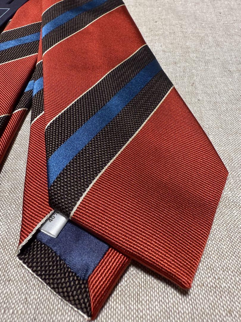 多様な 新品】FRANCO BASSI／レジメンタルタイ／シルクコットン／レッド 小物