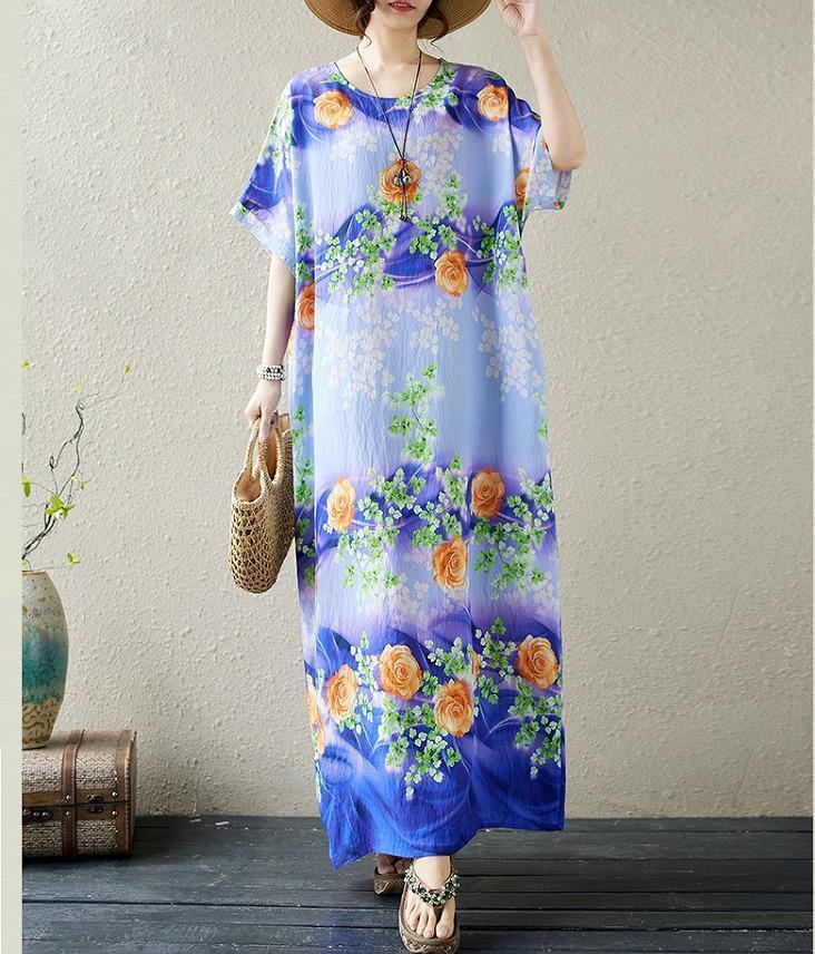 大きいサイズ レディース ロング　ワンピース　春夏 秋 新品 半袖　ゆったり