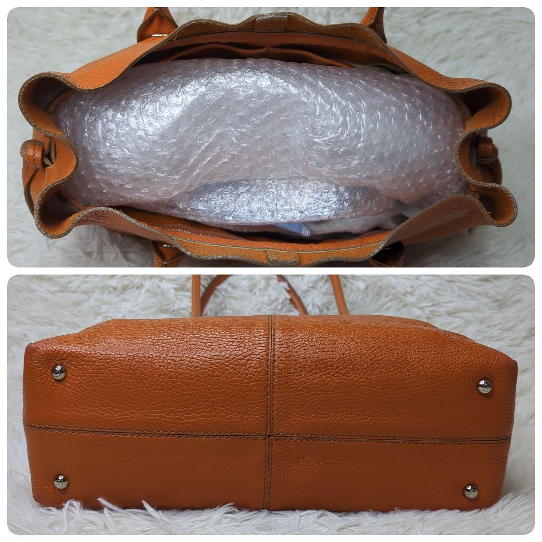 良品✨トッズ トートバッグ シボ革 オレンジ Dバッグ ロゴ型押し