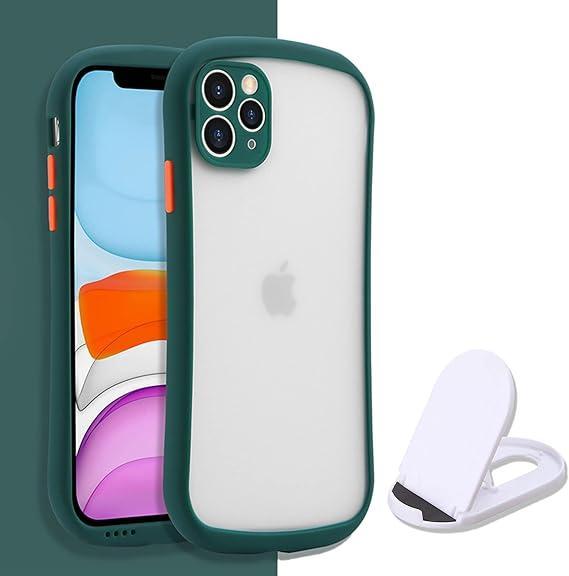 iPhone12 Proケース 半透明カバー おしゃれ シンプル グリーン 緑