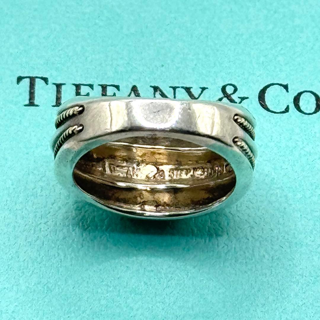 美品 ティファニー リング 指輪 ダブル ロープ 925 K14 9号