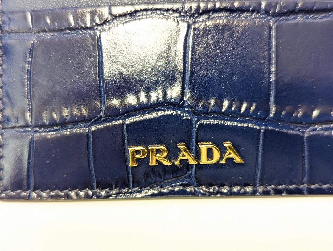 新品 PRADA プラダ カードケース クロコ型押し カードホルダー