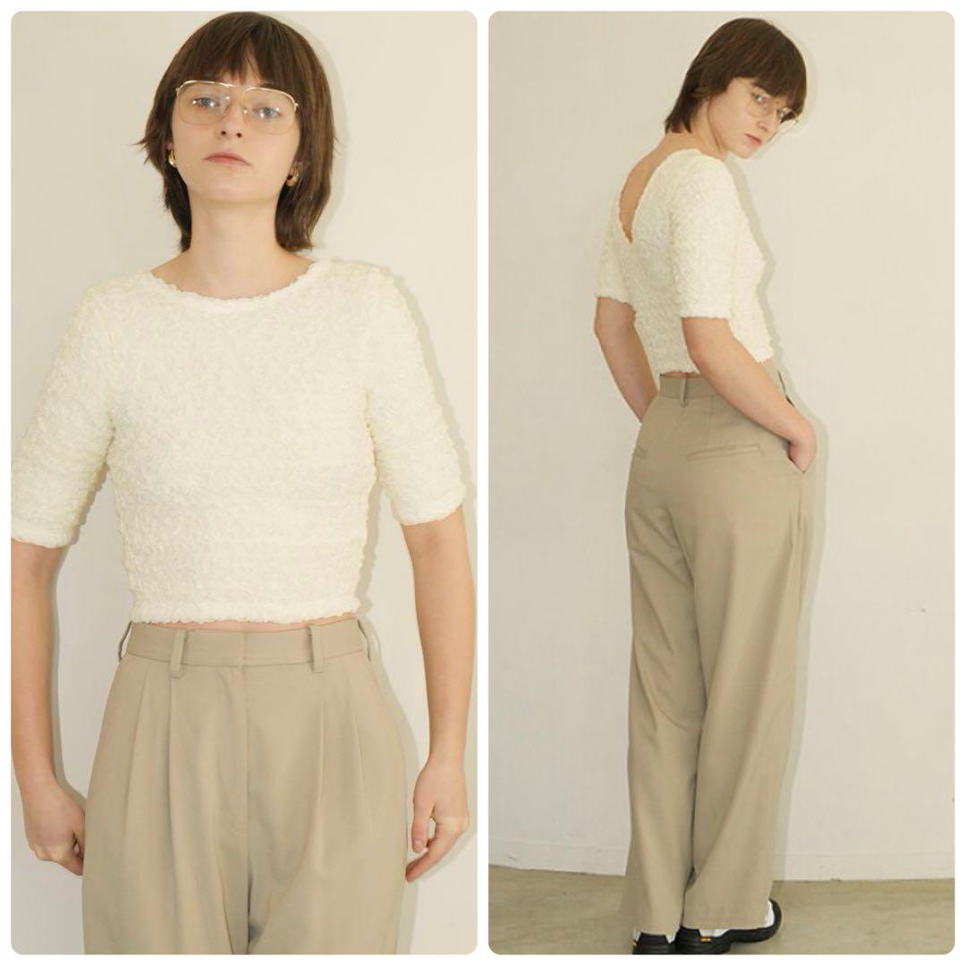 美品　24SS クラネ　ダブルフェイスシャーリングクロップドトップス