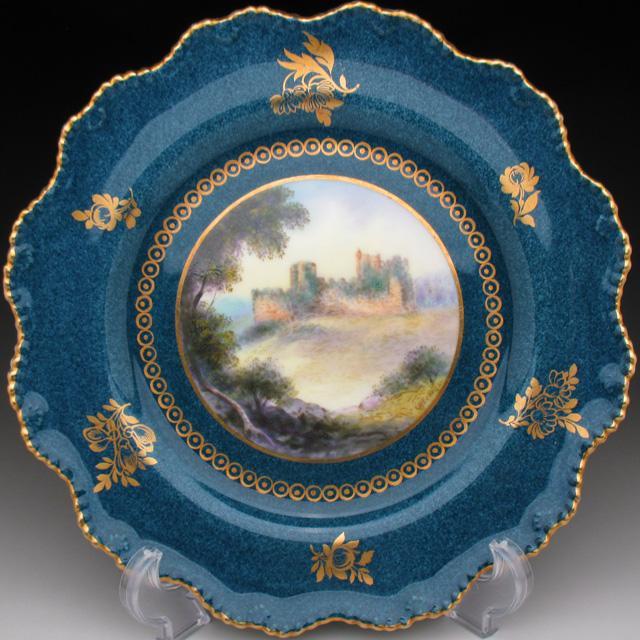 ロイヤルウースター 金彩古城風景絵 プレート 22cm アンティーク 1933年