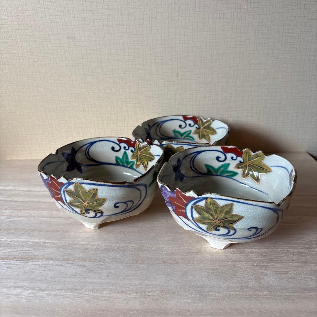 京都 尾形乾山 写し 向付 三客 紅葉 磁器製 器 小鉢目立った傷や汚れなし