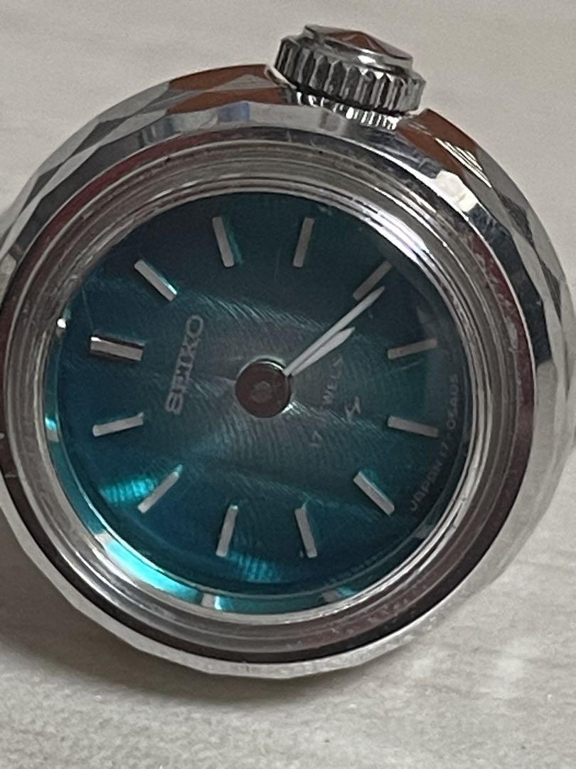 SEIKO ラウンド　リングウォッチ　手巻き時計　　希少品　ブルー文字盤