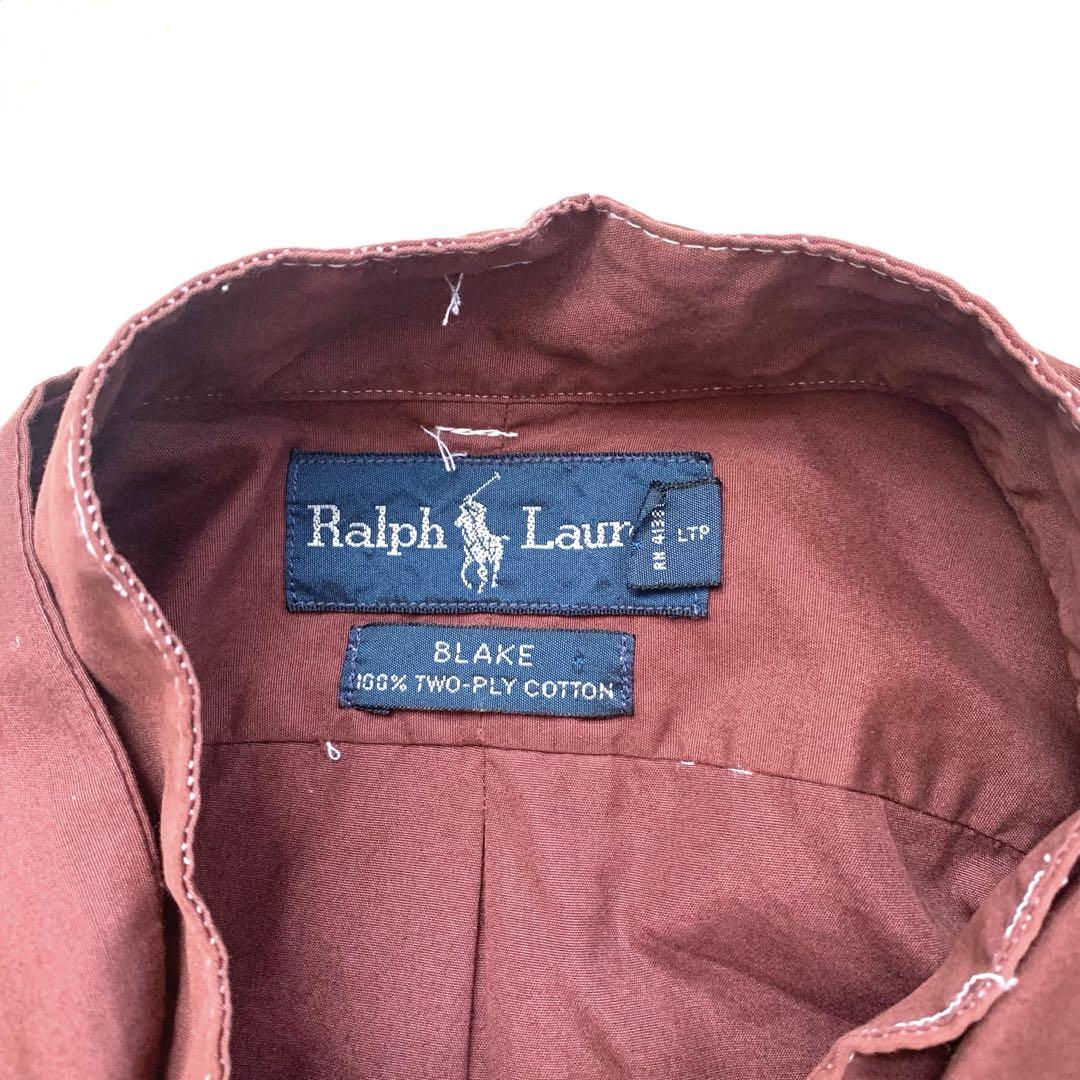 見逃し厳禁！おトクな シャツ LAUREN RALPH ノーカラー 茶Ω ボウタイ リメイク リボン トップス