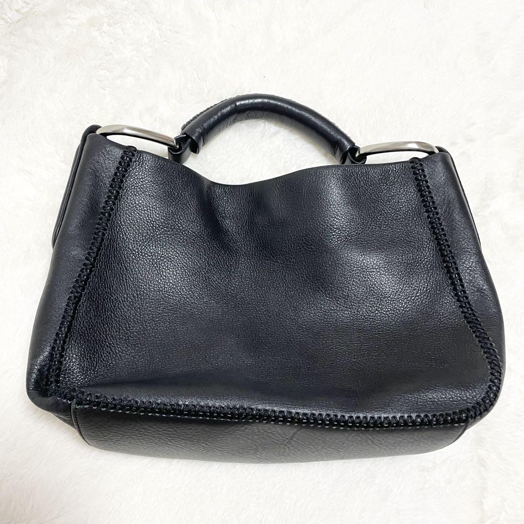 美品】SAZABY サザビー バッグ ブラック レザー ワンハンドル