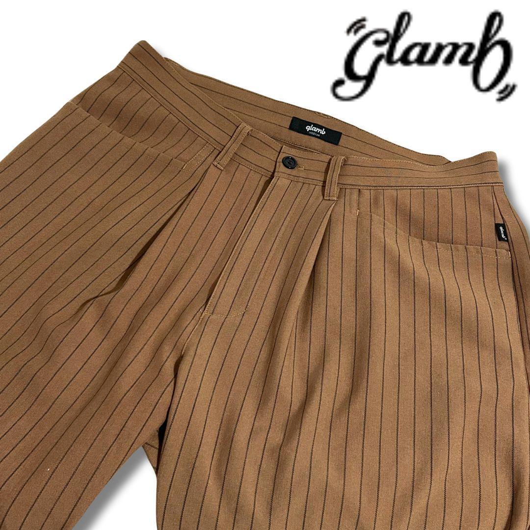 【極美品】glamb ストライプ スラックス M ベージュ