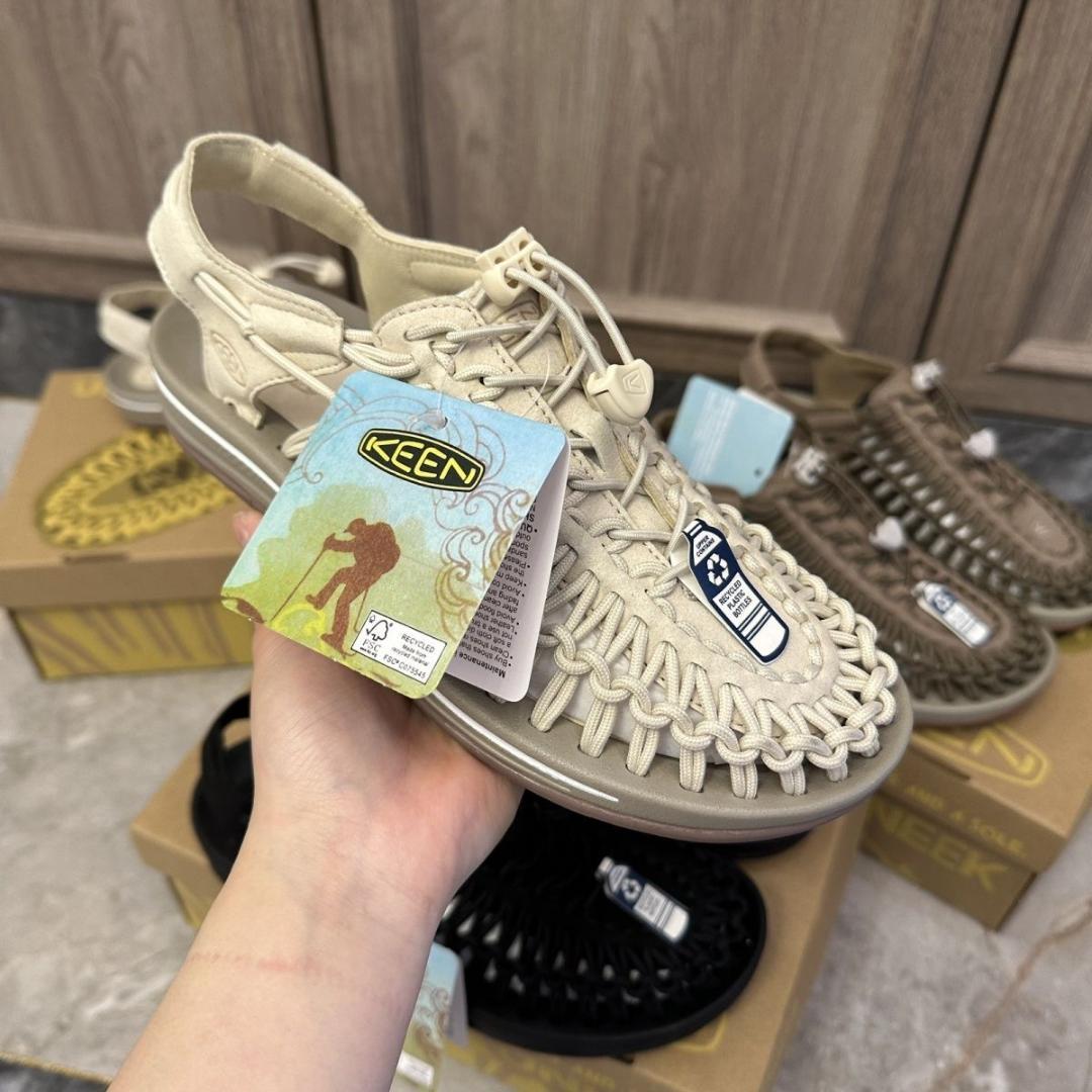 KEEN24ＣＭ スポーツサンダル ベージュ 編み込みデザイン