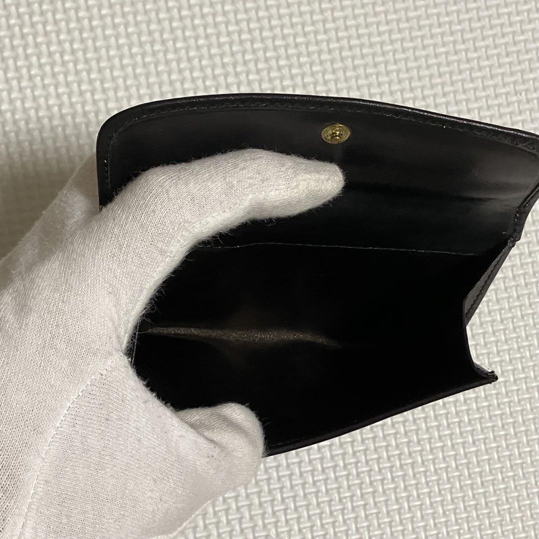 未使用　OLD GUCCI レザー二つ折り財布　 シェリー　「G」ロゴ　ブラック