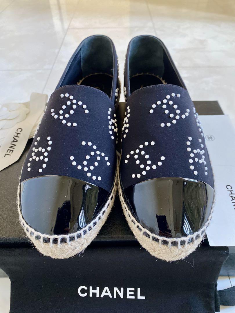 未使用 23年製 CHANEL エスパドリーユ 黒 スニーカー 38 シャネル