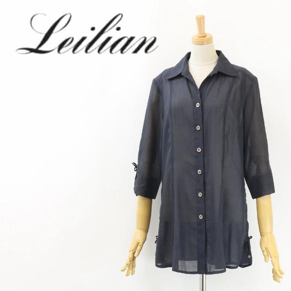 B6753■Leilian レリアン リネン混 シアー ロング シャツ 11