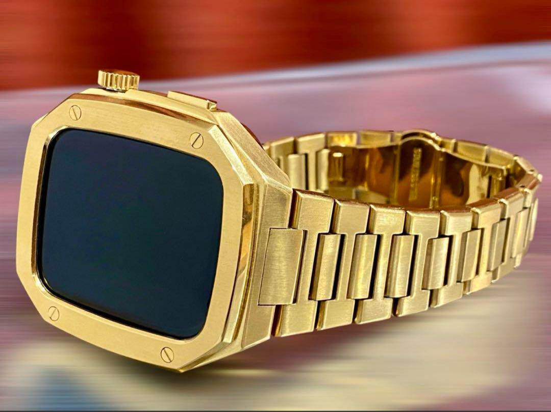 最新　アップルウォッチ　カスタム　メタル　ステンレス　バンド　ベルト　gold