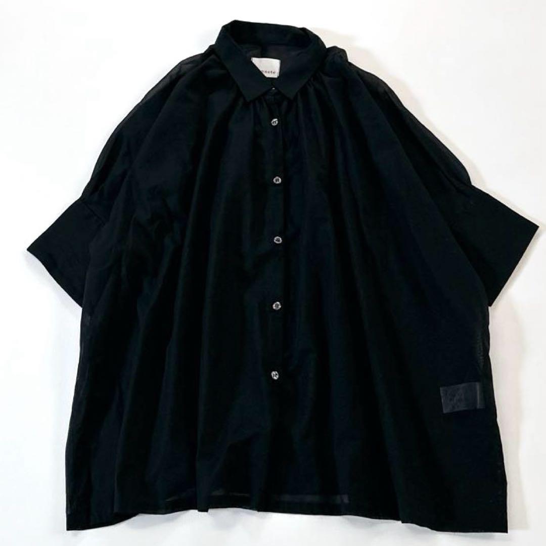 23SS▼極美品 オネット 100sボイルドコットン 半袖 ギャザーブラウス