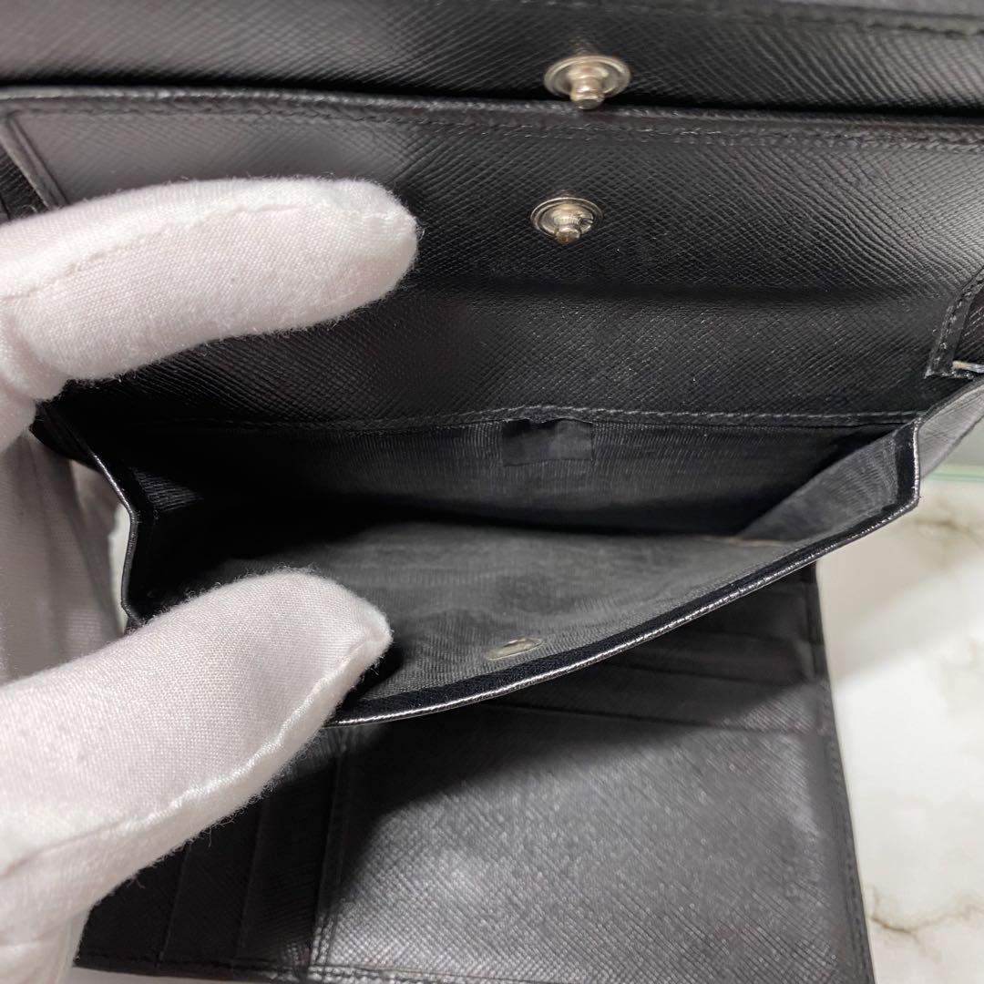 PRADA プラダ 三つ折財布 サフィアーノ ブラック トライアングル