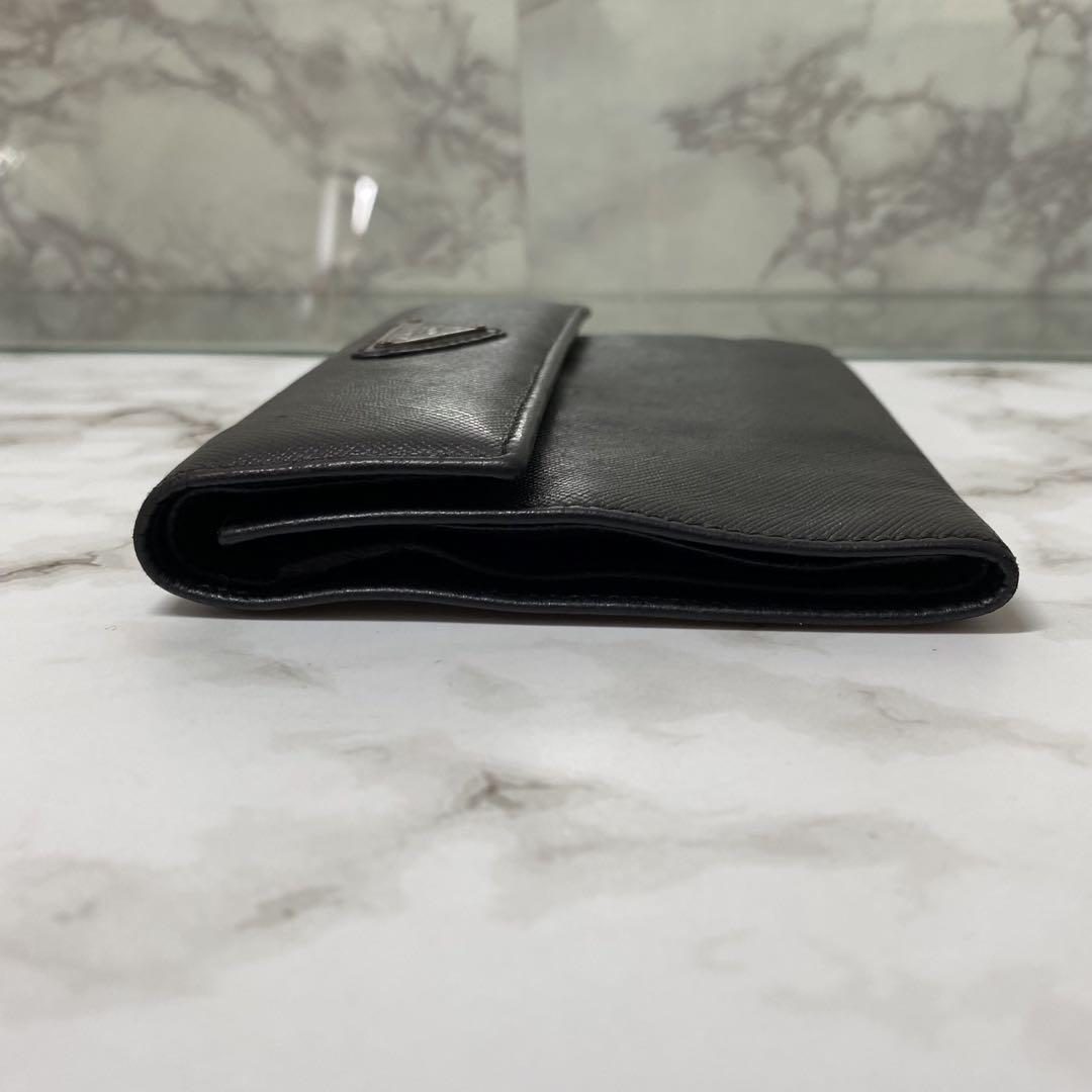 PRADA プラダ 三つ折財布 サフィアーノ ブラック トライアングル