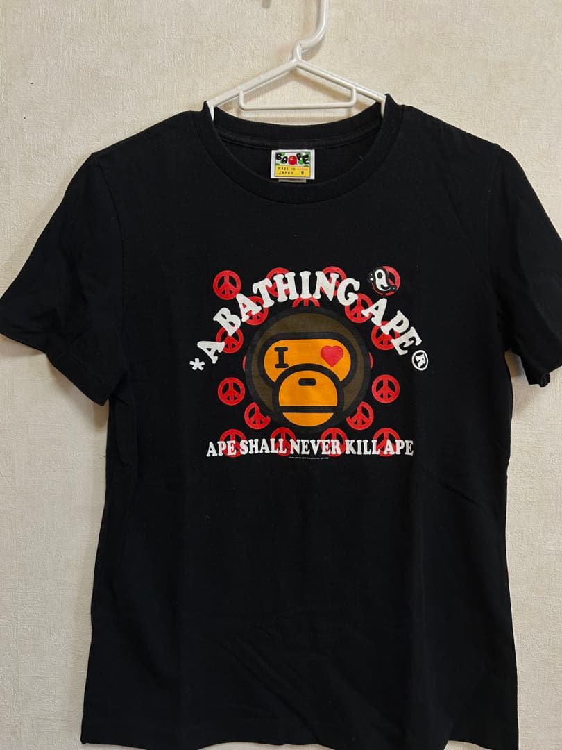 A BATHING APE 希少レディース ブラック Tシャツ S