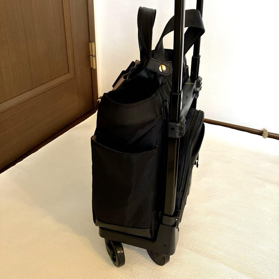 【美品】支えるバックSwamy 黒 キャリーカート リボン