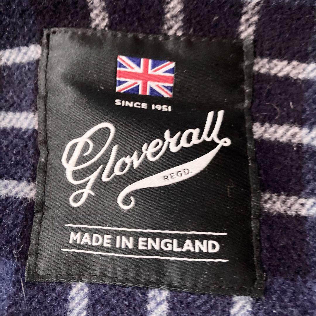 【良品】GLOVERALL　ダッフルコート ロング ウール 裏地チェック 濃紺