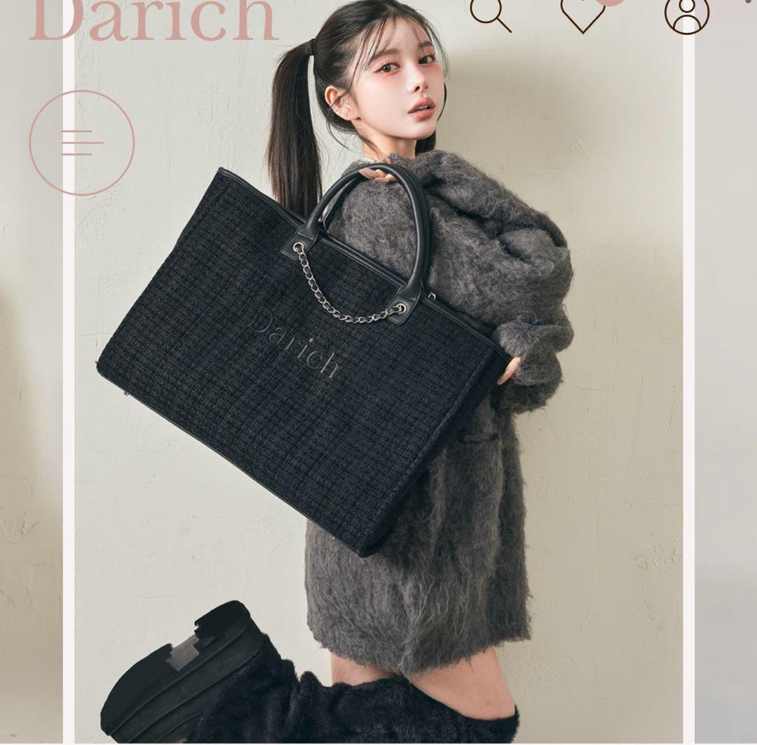 Darich ブラック ツイード トートバッグ LUCKY BAG 2025
