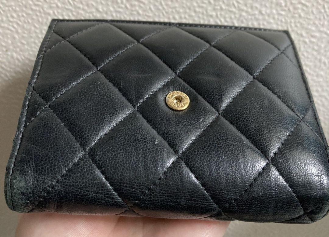 シャネル　CHANEL　クラシックスモールフラップウォレットラムスキン　ブラック